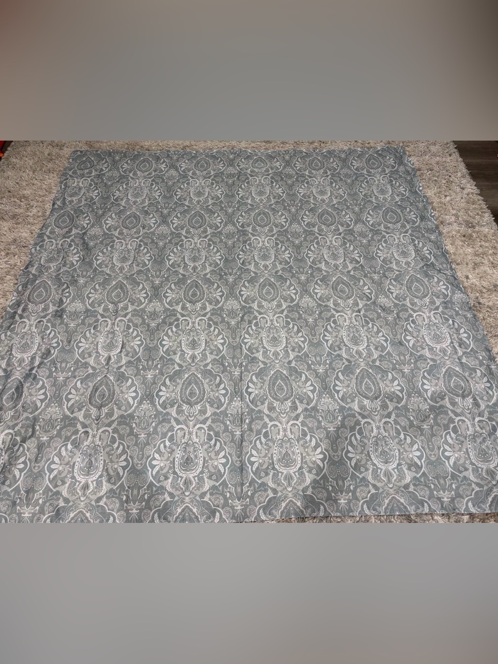 Mainstay Shower Curtain Elegant Paisley in Gray Light Teal & White 71” 68” Silky